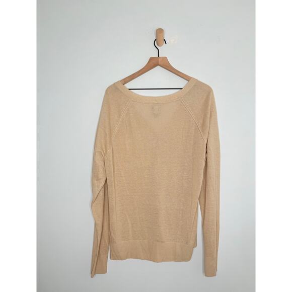 Gap Linen Cardigan Sweater Beige Tan Button Up Womens XL Minimalist - Picture 6 of 9